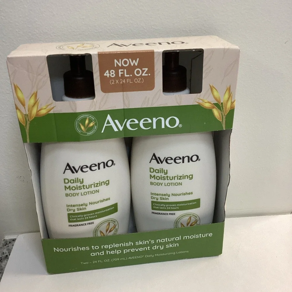 Aveeno Daily Moisturizing Body Lotion 2 x 24 Fl Oz (709g) Fragrance Free
